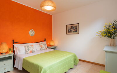 Dalia - Pool View Ground Floor: Furniture, Bed, Interior Design, Bedroom, Bedding, Bed Sheet, Wall, Floor, Room, Linens