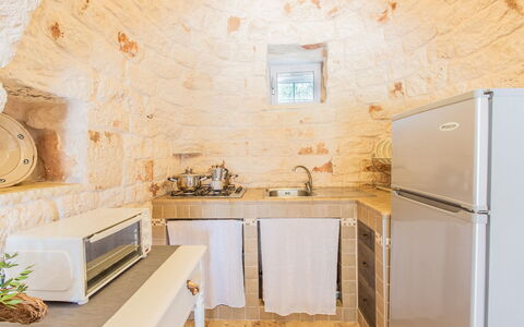 Trullo Del Mandarino: Property, Room, Building, House, Interior Design, Furniture, Kitchen, Floor, Real Estate, Architecture