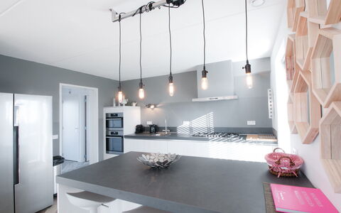 Oesterdam Resort: Room, White, Property, Interior Design, Countertop, Furniture, Floor, Ceiling, Kitchen, Building