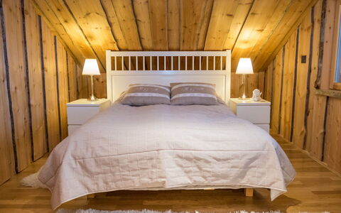 Villa Aurora: Bed, Bedroom, Bedding, Furniture, Bed Sheet, Interior Design, Wood, Flooring, Floor, Linens