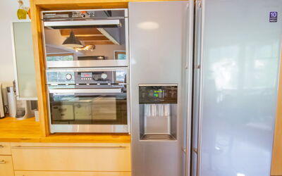 Zillertal Residenz 140.1: Cabinetry, Kitchen Appliance, Refrigerator, Home Appliance, Tableware, Major Appliance, Food, Gas, Freezer