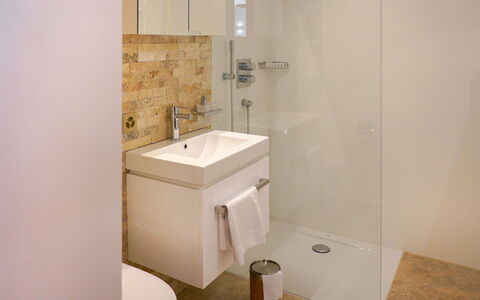 Celerina 11: Bathroom, Property, Room, Tile, Plumbing Fixture, Bathroom Accessory, Wall, Floor, Sink, Bathroom Sink