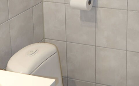 Skeisvegen: Plumbing Fixture, Toilet Seat, Property, Toilet, Bathroom, Bathroom Sink, Cabinetry, Purple, Interior Design