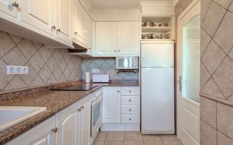 Alqueria Sol: Property, Room, Countertop, Tile, Cabinetry, Furniture, Kitchen, Building, Interior Design, Real Estate