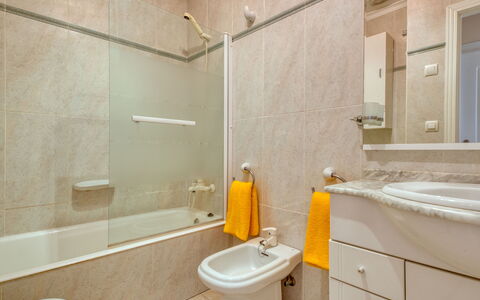 Alqueria Sol: Bathroom, Property, Room, Yellow, Tile, Interior Design, Wall, Real Estate, Architecture, Floor