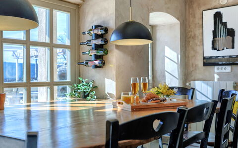 Villa Domenica: Furniture, Interior Design, Flooring, Wood, Light Fixture, Table, Lighting, Chair, Dining Room, Ceiling