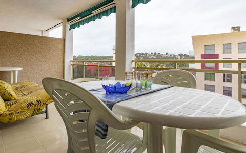 La Pineda 156: Property, Furniture, Interior Design, Room, Building, Architecture, Table, Real Estate, House, Balcony