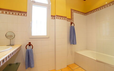 Azahara: Property, Plumbing Fixture, Bathroom, Window, Yellow, Interior Design, Architecture, Building, Bathtub