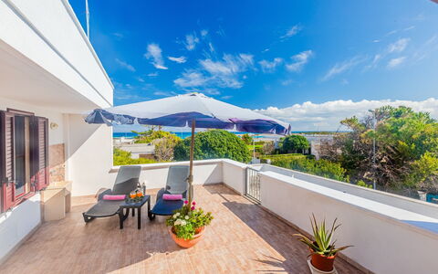 Villa Pantanagianni Beach: Plant, Cloud, Sky, Furniture, Building, Azure, Flowerpot, Shade, Outdoor Furniture, Chair