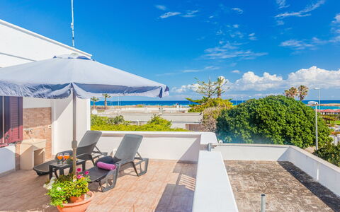 Villa Pantanagianni Beach: Sky, Cloud, Plant, Flowerpot, Outdoor Furniture, Water, Shade, Chair, Seaside Resort, Swimming Pool