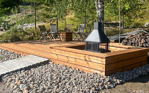 Huvila Lomaonni: Furniture, Chair, Outdoor Furniture, Table, Wood, Outdoor Table, Kitchen & Dining Room Table, Shade, Garden, Umbrella