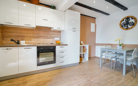 Lovran Tuliševica 406: Cabinetry, Furniture, Property, Building, Countertop, Chair, Table, Wood, Interior Design, Drawer
