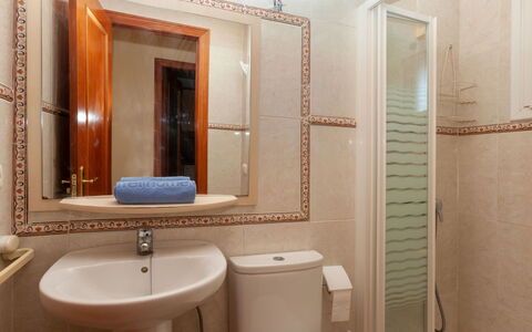 Villa Formentera: Bathroom, Property, Room, Bathroom Cabinet, Bathroom Accessory, Interior Design, Plumbing Fixture, Wall, Tile, Toilet