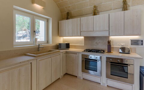 Corte dei Messapi | Sleeps 24: Countertop, Cabinetry, Room, Furniture, Kitchen, Property, Floor, Building, Interior Design, Wood Flooring