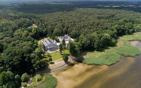 Manowce Palace: Tree, Waterway, Bank, Estate, Landscape, Watercourse, Home, Mansion, Channel, Bird'S-Eye View