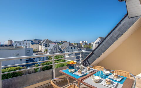 Quiberon 123: Sky, Furniture, Property, Table, Building, Outdoor Furniture, Wood, Shade, Urban Design, Chair