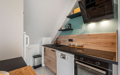 Quiberon 123: Cabinetry, Building, Property, Furniture, Countertop, Drawer, Wood, Interior Design, Kitchen, Flooring
