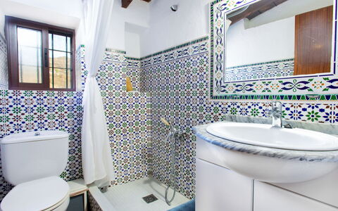 La Cordobilla: Mirror, Tap, Sink, Property, Plumbing Fixture, Bathroom Sink, Toilet Seat, Purple, Toilet, Bathroom