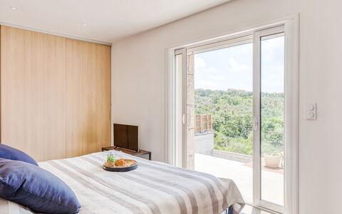 Villa Belios: Bedroom, Furniture, Room, Property, Bed, Interior Design, Bed Sheet, Bed Frame, Floor, Bedding