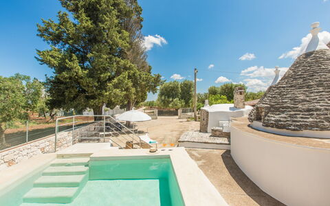 Trullo Del Pioppo Gigante: Sky, Cloud, Property, Azure, Plant, Swimming Pool, Building, Tree, Land Lot, Shade