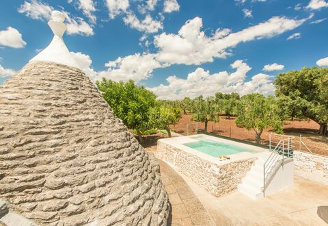 Trullo Del Pioppo Gigante: Cloud, Sky, Thatching, Plant, Tree, House, Landscape, Swimming Pool, Grass, Natural Landscape