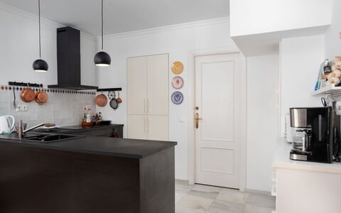 Sol de Estepona: Furniture, Interior Design, Flooring, Wall, Floor, Kitchen, Countertop, Light Fixture, Wood, Cabinetry