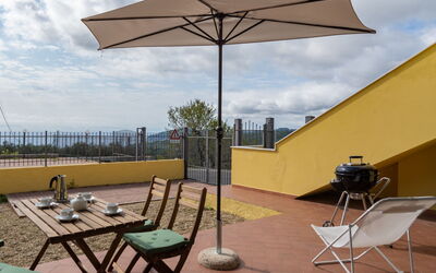 San Bartolomeo al Mare 639: Umbrella, Furniture, Property, Table, Roof, Shade, Patio, Building, Architecture, House