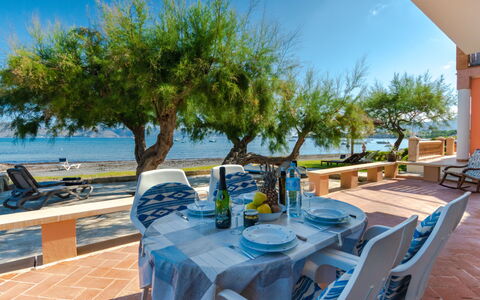 Sa Marina: Sky, Table, Furniture, Tableware, Property, Water, Plant, Chair, Seaside Resort, Azure