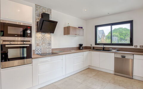 Villa Kerhostin: Property, Room, Furniture, Countertop, Kitchen, Cabinetry, Building, Interior Design, House, Floor