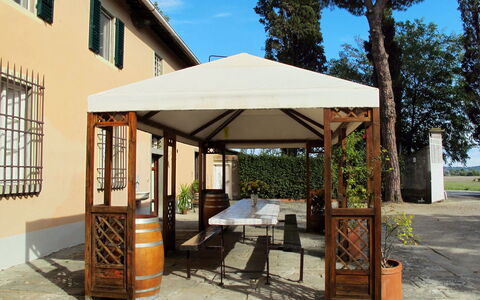 Fattoria di Scaletta: Canopy, Pavilion, Property, Shade, Building, Furniture, Pergola, Gazebo, Table, Roof