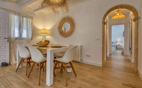 Villa Louise: Room, Floor, Property, Interior Design, Furniture, Wood Flooring, Building, Dining Room, Ceiling, Lighting