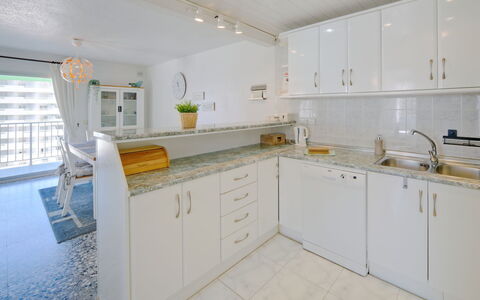 Calpe Calp 472: Cabinetry, Countertop, Sink, Kitchen Sink, Furniture, Kitchen, Tap, Drawer, Interior Design, Flooring