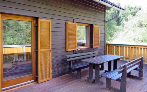 Fischerhütte: Property, House, Building, Furniture, Room, Home, Siding, Wood, Wood Stain, Table