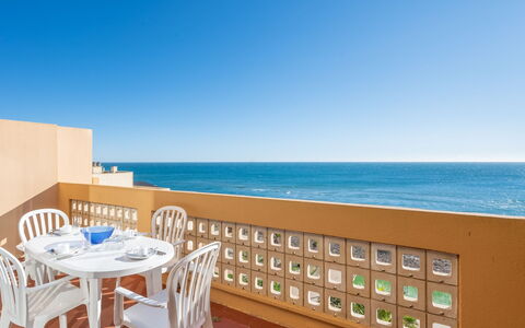 Le Barcarès 230: Sky, Water, Property, Table, Furniture, Chair, Azure, Building, Outdoor Furniture, Wood