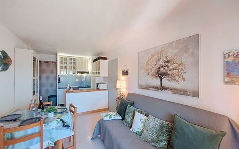Le Barcarès 410: Furniture, Interior Design, Flooring, Apartment, Room, Floor, Home, Ceiling, Living Room, Couch