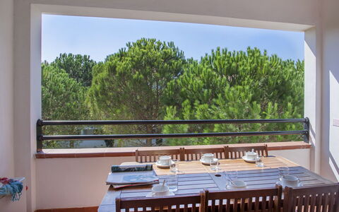 Moriani-Plage 638: Property, Room, Real Estate, House, Furniture, Building, Home, Table, Balcony, Porch
