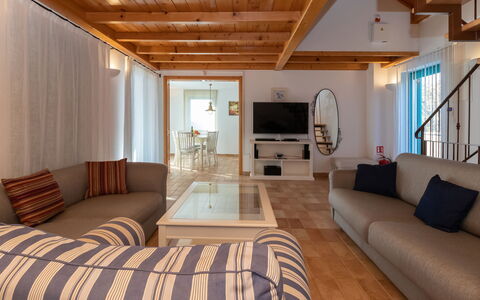 Villa Bugenvila: Furniture, Room, Interior Design, Property, Bedroom, Ceiling, Building, Bed, Living Room, Wall