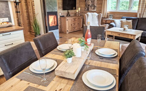 Trollstua: Furniture, Interior Design, Flooring, Wood, Kitchen & Dining Room Table, Table, Floor, Chair, Room, Dining Room
