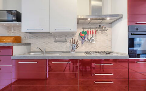 Chiara: Countertop, Cabinetry, Kitchen, Furniture, Room, Property, Tile, Interior Design, Cupboard, Floor
