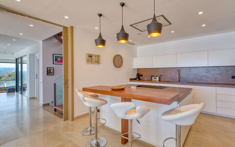 Bali Infinity Plus: Table, Furniture, Property, Countertop, Lighting, Wood, Interior Design, Chair, Flooring, Kitchen