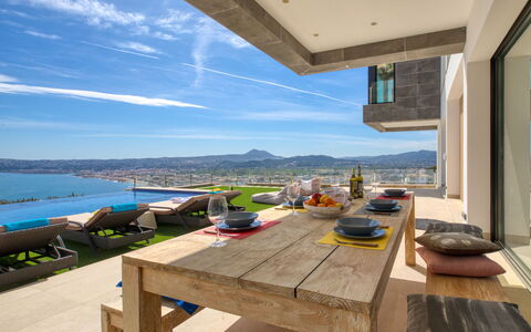 Bali Infinity Plus: Sky, Water, Daytime, Cloud, Property, Furniture, Table, Building, Azure, Wood
