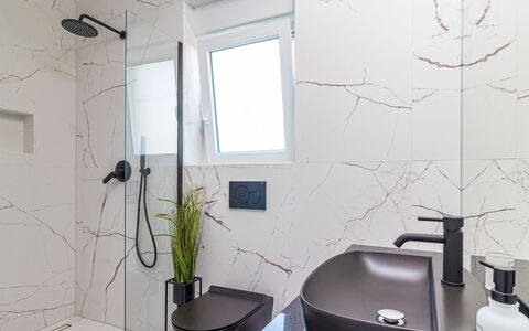 Athos: Bathroom, Room, Tile, Interior Design, Property, Wall, Floor, Plumbing Fixture, House, Material Property
