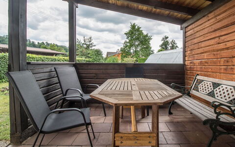 Lánov: Table, Furniture, Plant, Property, Sky, Cloud, Building, Nature, Wood, Outdoor Furniture