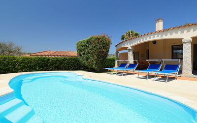 Costa Rei 659: Blue, Swimming Pool, Property, Real Estate, Aqua, Resort, Azure, Outdoor Furniture, Turquoise, Shade