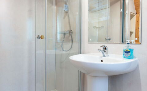 Birchwood Cottage: Bathroom, Plumbing Fixture, Flooring, Floor, Interior Design, Bathroom Sink, Shower, Plumbing, Shower Head, Ceiling