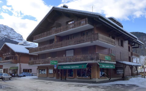 Val Neige Apt. 12: Window, Town, Property, Building, Winter, Snow, House, Mountain Range, Real Estate, Mixed-Use