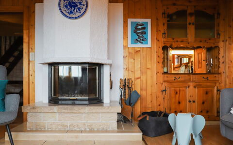 Chalet les Rochers Blancs: Furniture, Wood, Blue, Picture Frame, Chair, Interior Design, Flooring, Floor, Building, Hearth