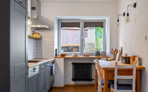 Brníčko: Cabinetry, Countertop, Property, Furniture, Kitchen Sink, Window, Sink, Building, Tap, Kitchen