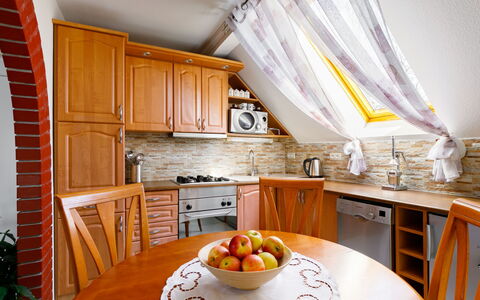 Gabor: Cabinetry, Table, Furniture, Property, Tableware, Countertop, Kitchen, Food, Wood, Orange