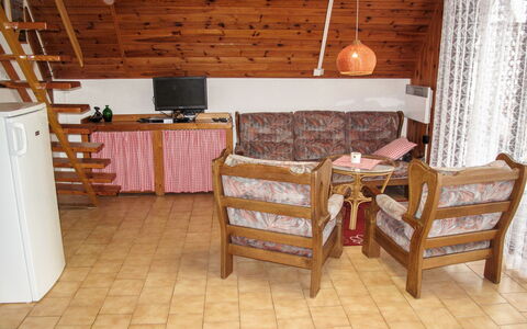 Dehtáře: Furniture, Building, Table, Couch, Wood, House, Interior Design, Beam, Floor, Wood Stain